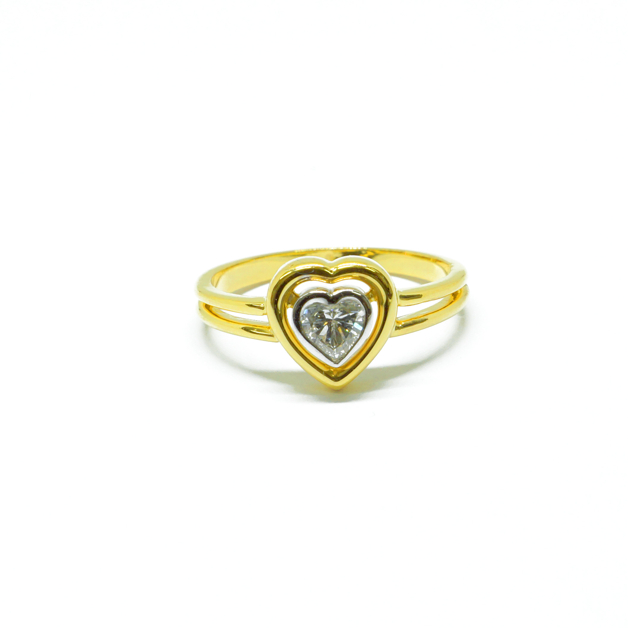 18K Y/WG Heart-Shaped Diamond Ring