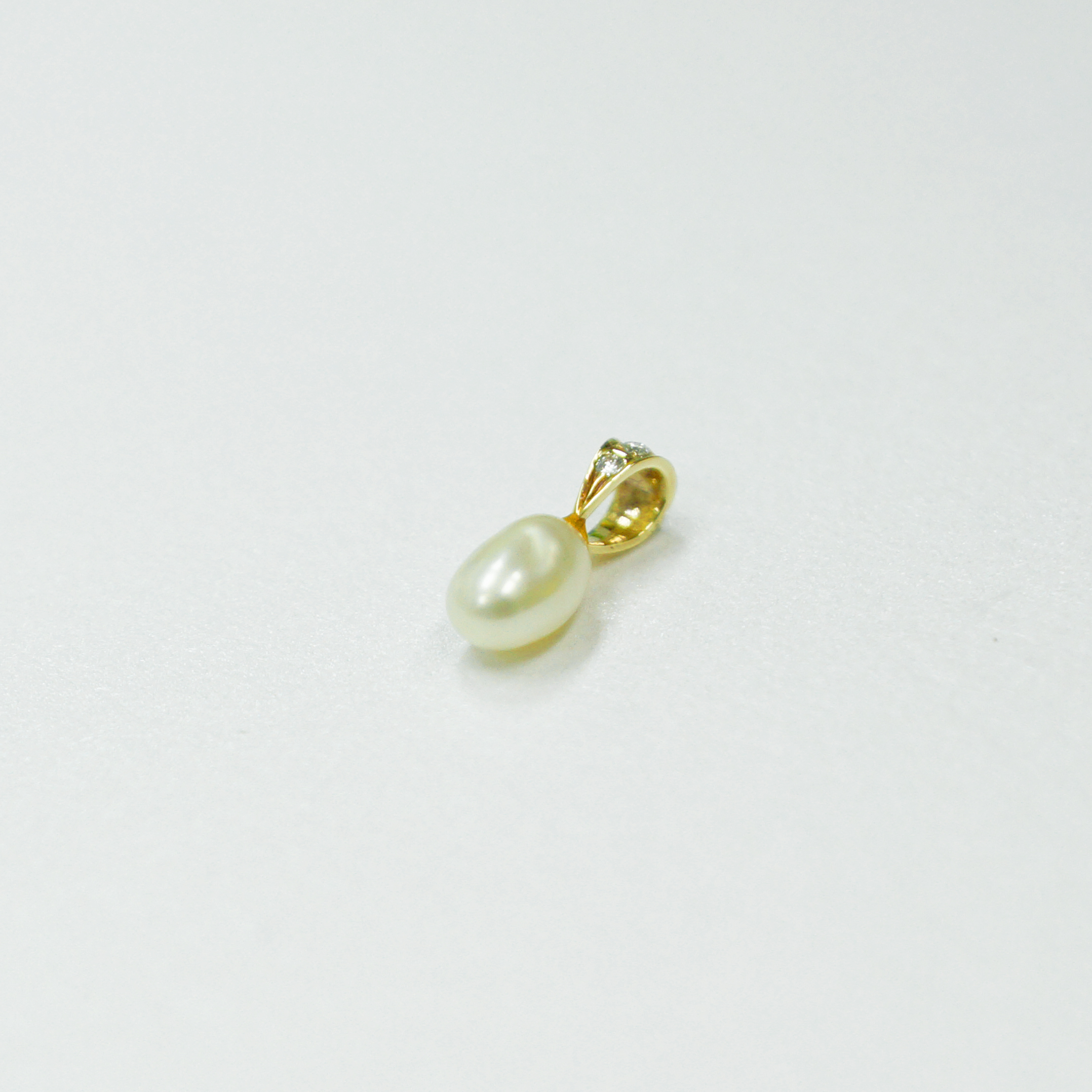 14K YG PEARL,DIA PENDANT