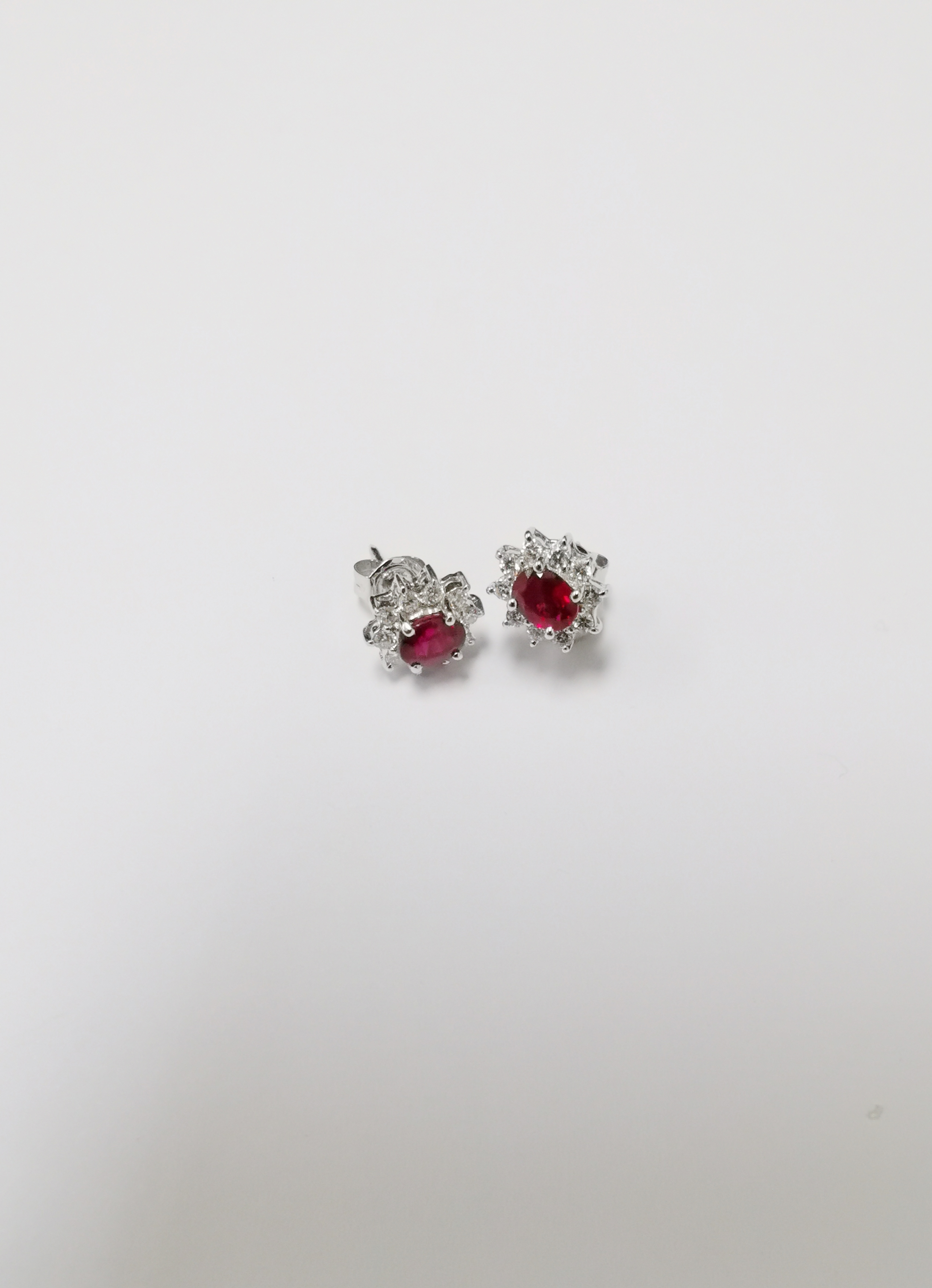 18K WG RUBY AND DIAMOND EARRING ESTIMATED D20-0.26CT