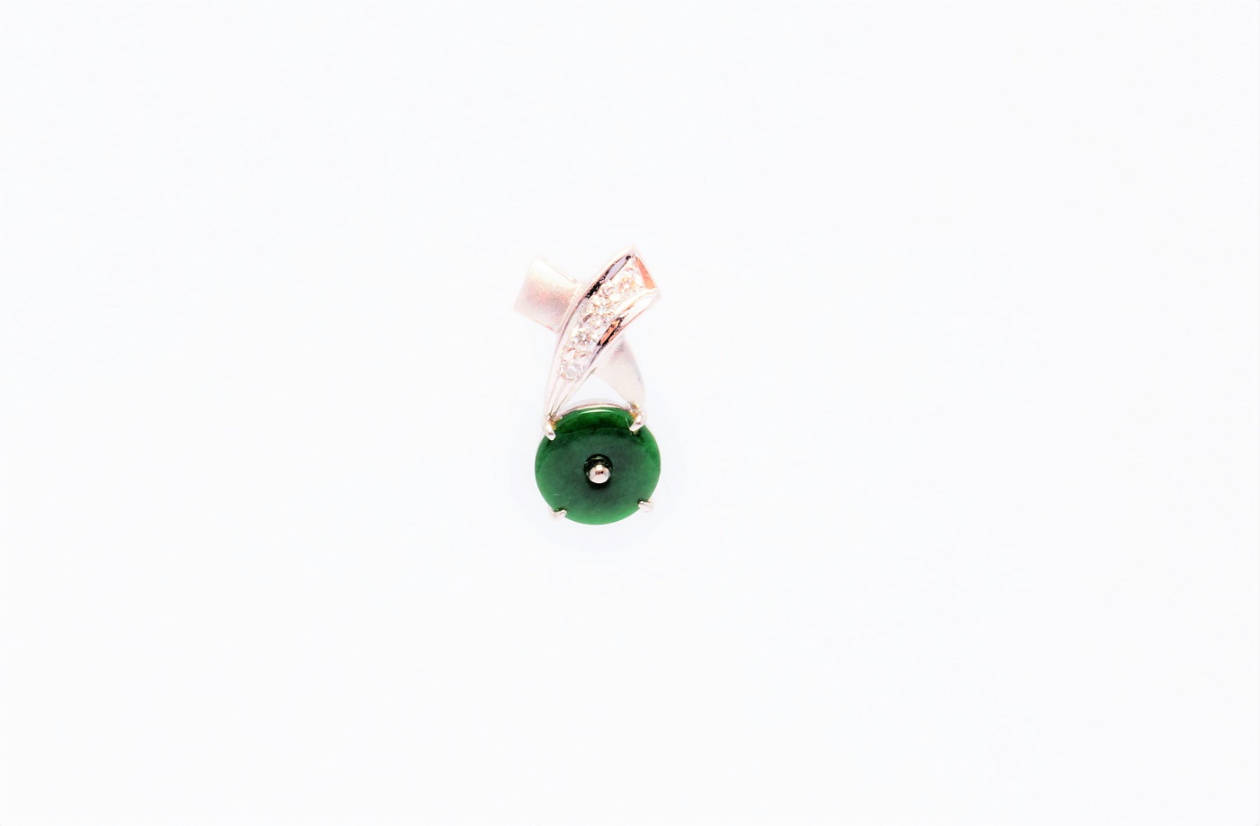 18K WG Diamond & Jade Pendant