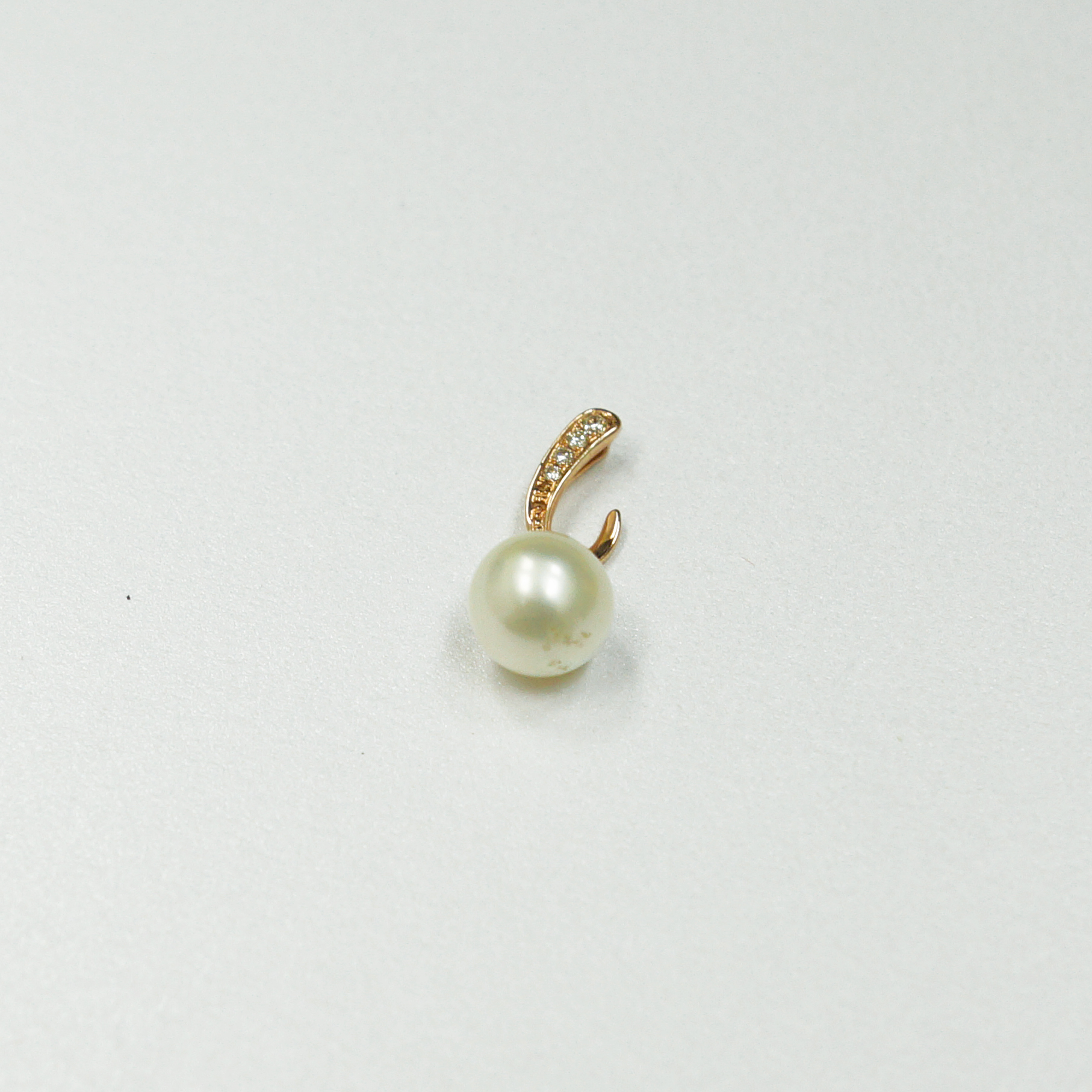 14K RG PEARL,DIA PENDANT