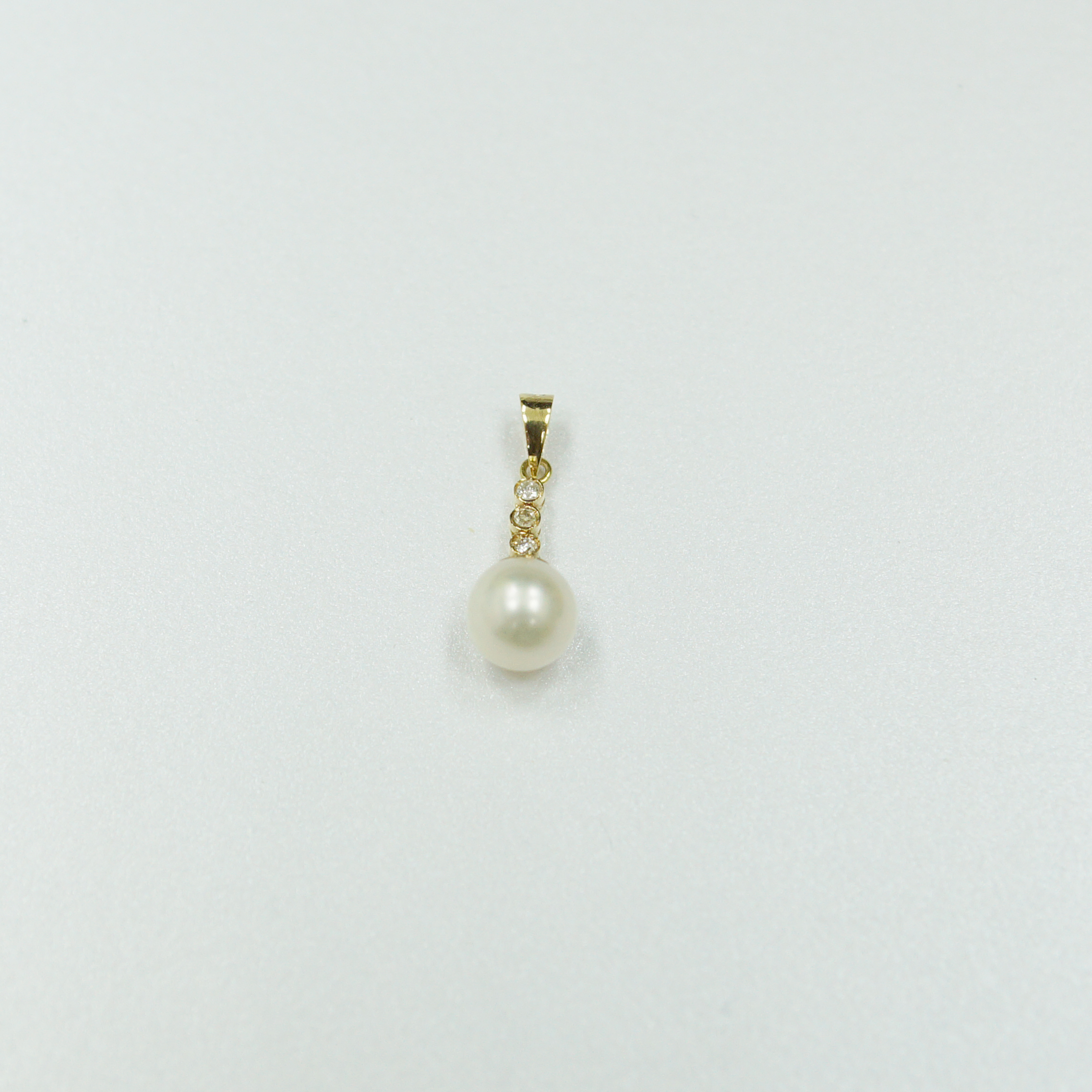 14K YG PEARL,DIA PENDANT