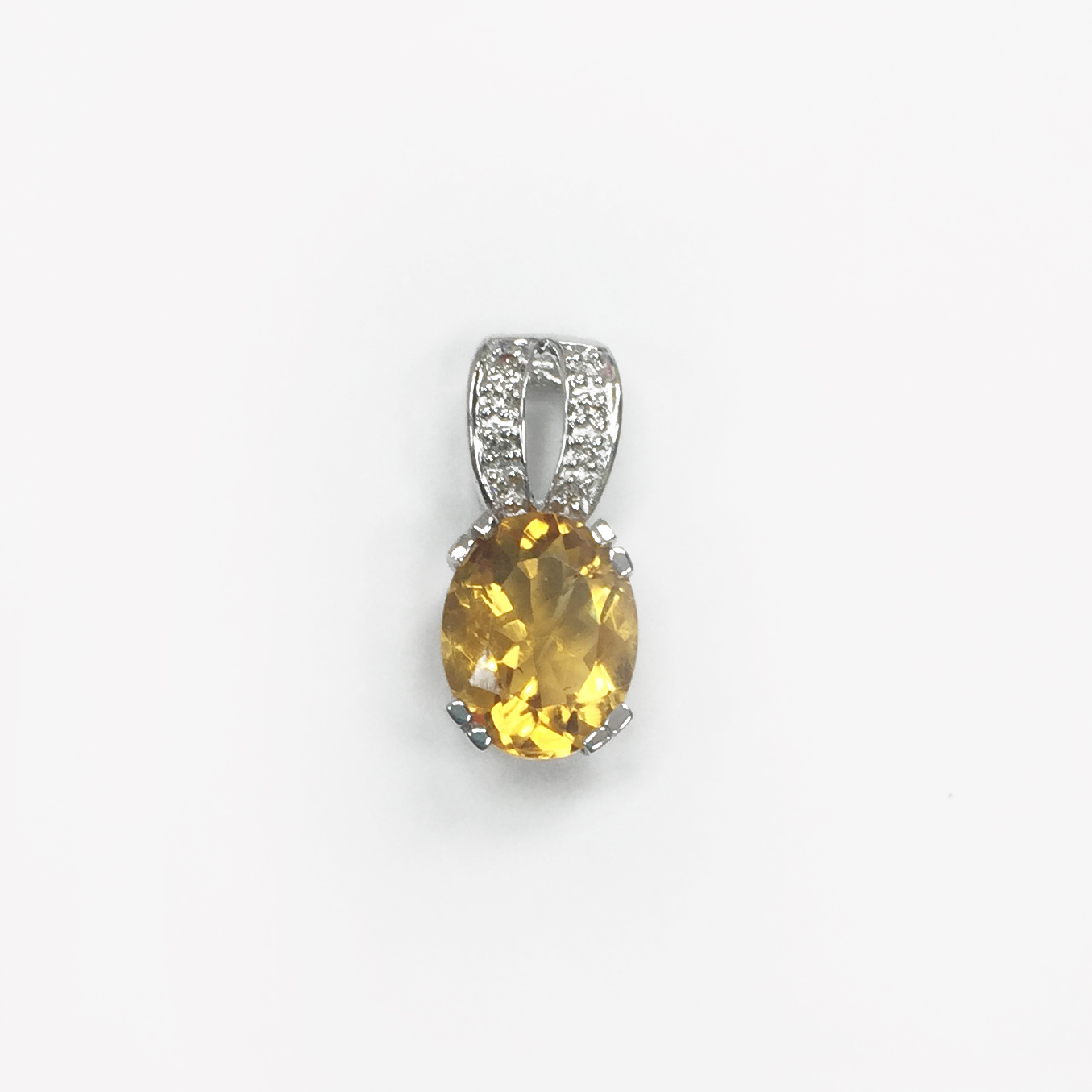 18K WG DIAMOND,CITRINE PENDANT