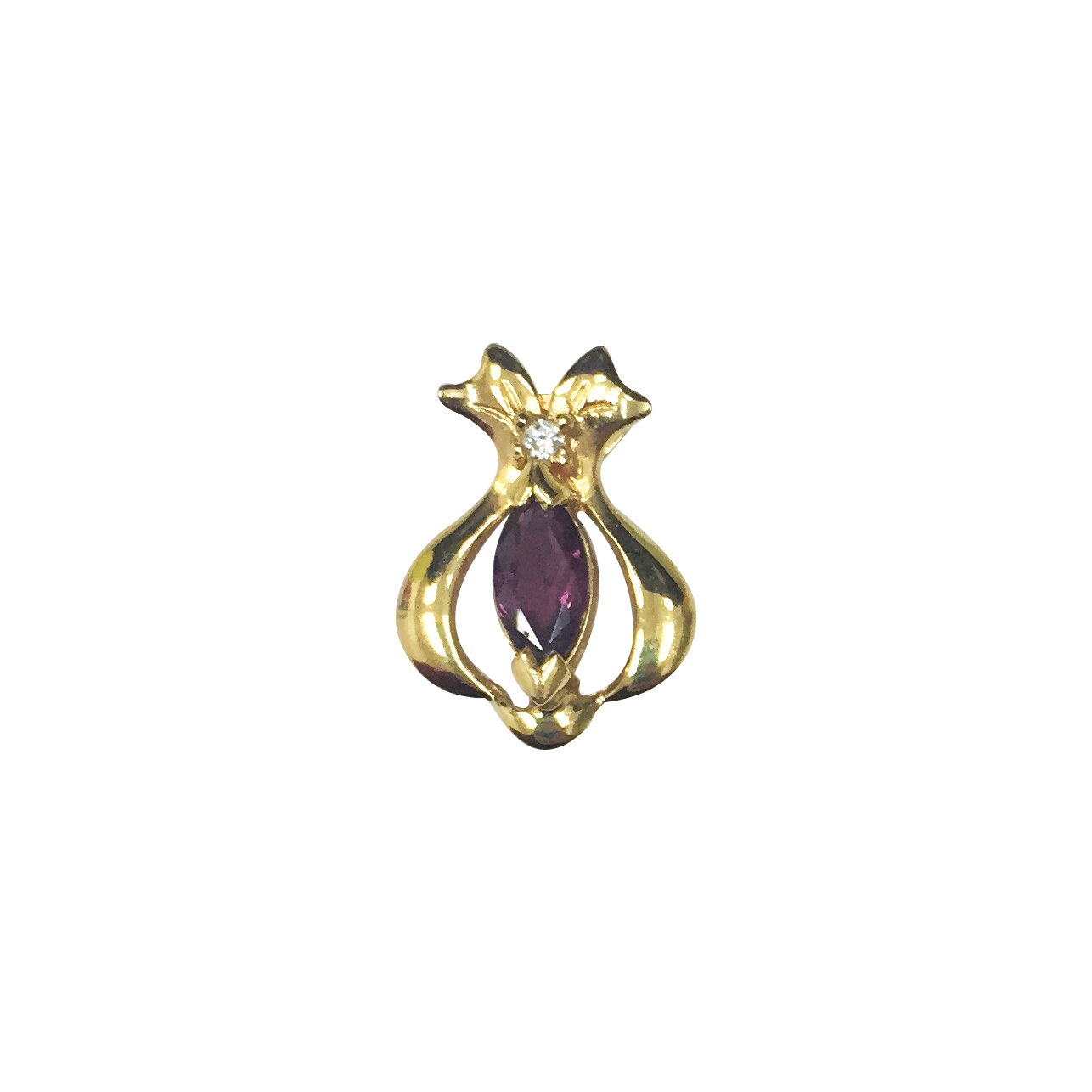18K YG RUBY,DIA PENDANT