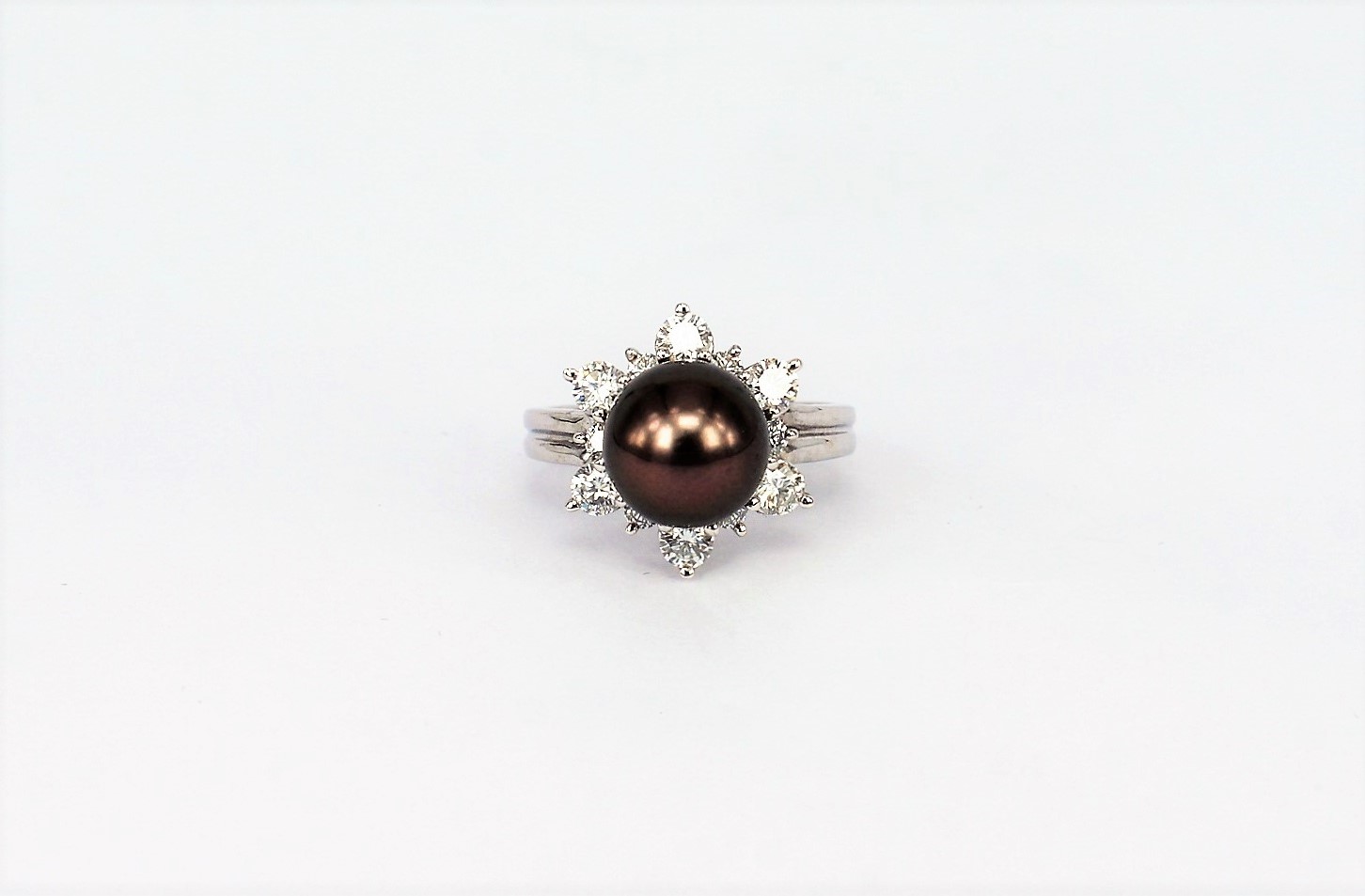 18K WG Diamond & Pearl Ring