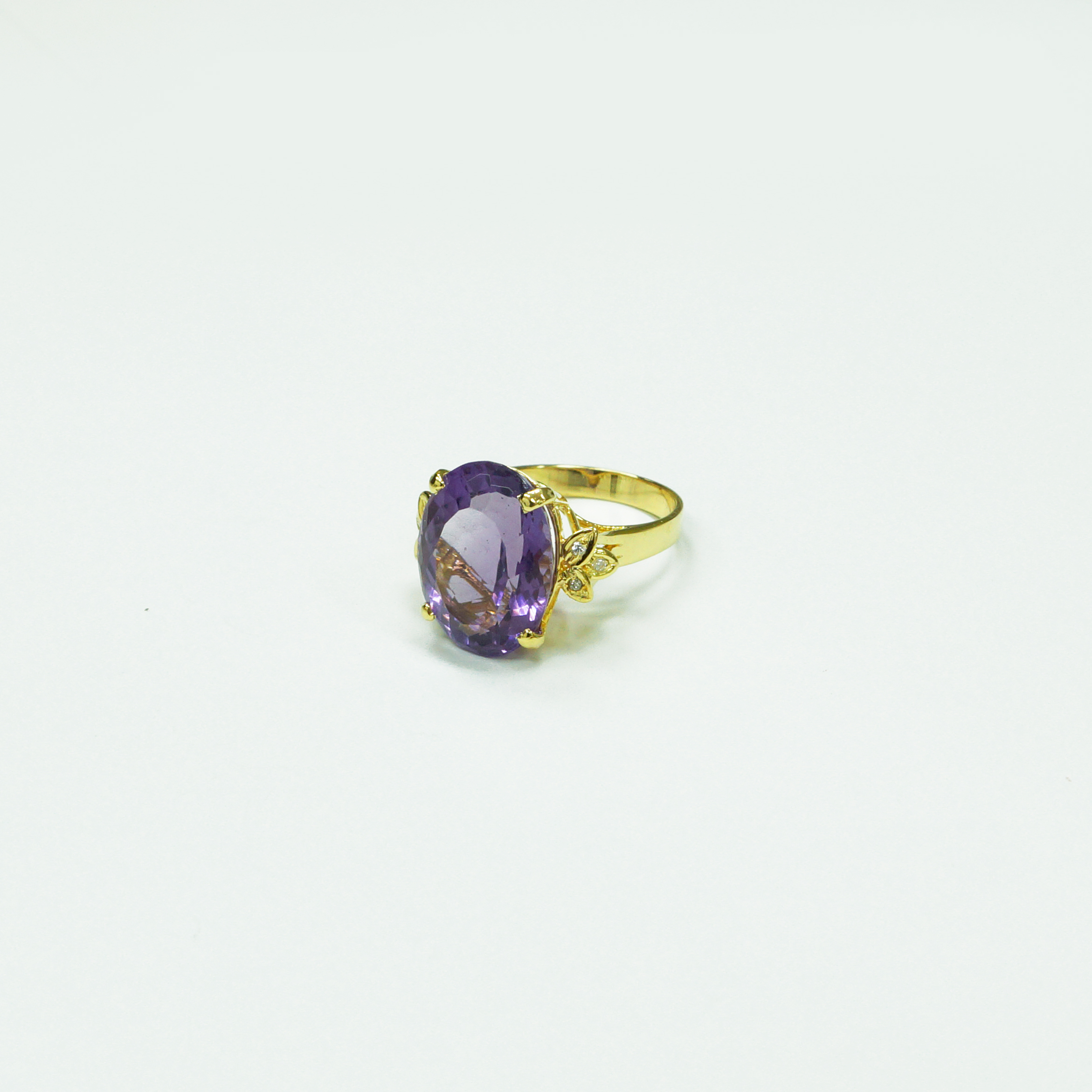 14K YG DIAMOND,AMETHYST RING