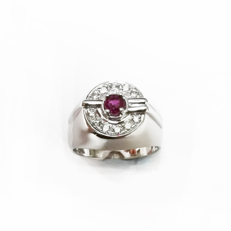 20K WG SPINEL & DIAMOND RING EST.D11-0.15CT