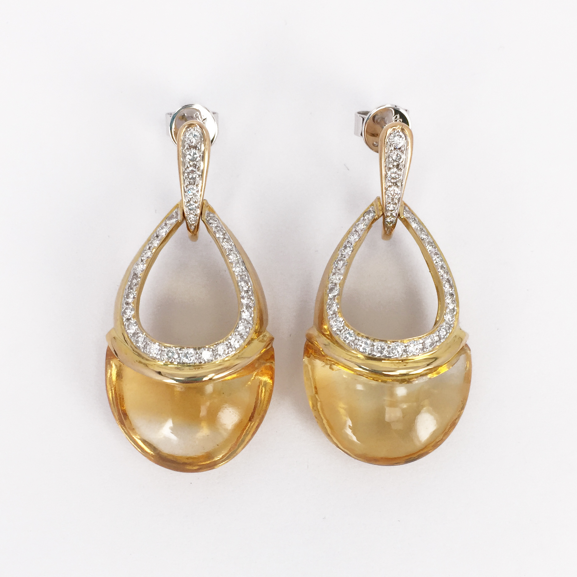 18K YG/WG DIA STN EARRING